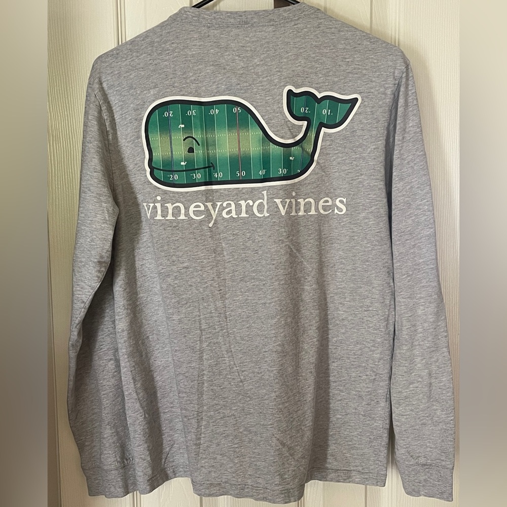 Vineyard Vines Men’s Grey Football Long Sleeve T-Shirt